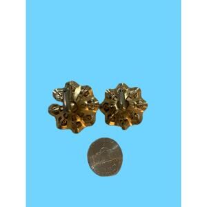 Bold Vintage Gold & Green Rhinestone Clip-Ons